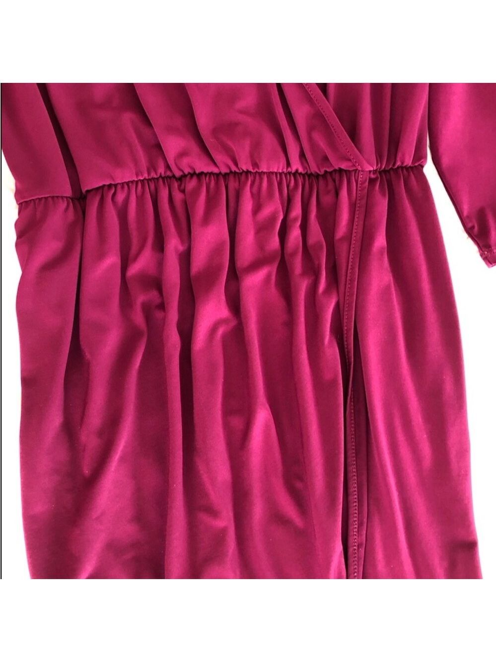 Size S Charming Charlie V Neck Wrap Midi Dress 3/4 Sleeves USA Tulip Dress - Picture 9 of 9